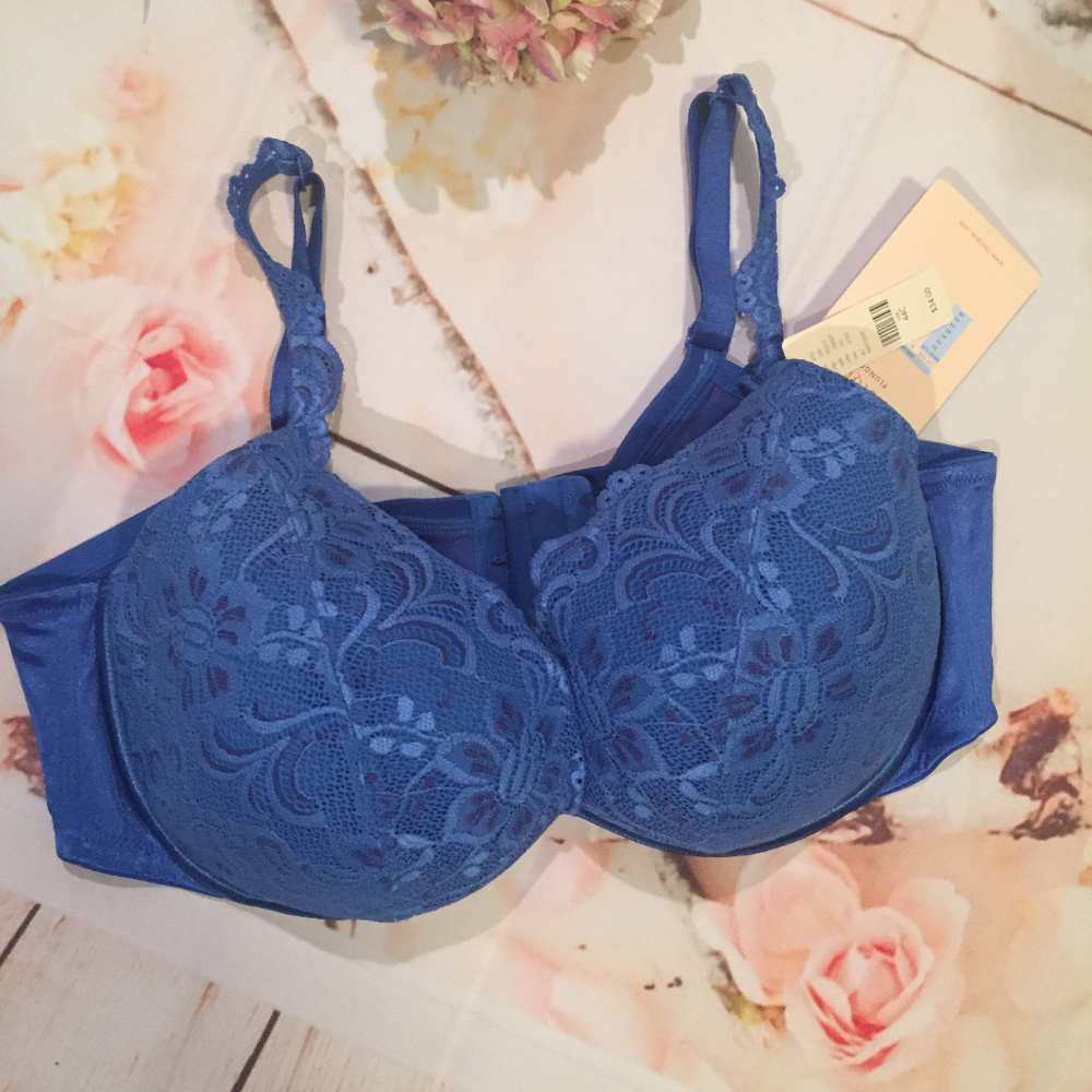 NWT Cacique Blue Floral Lacy Bra SZ 44C